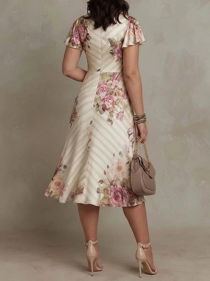 Margherita | Abito Midi in Raso Floreale Vintage