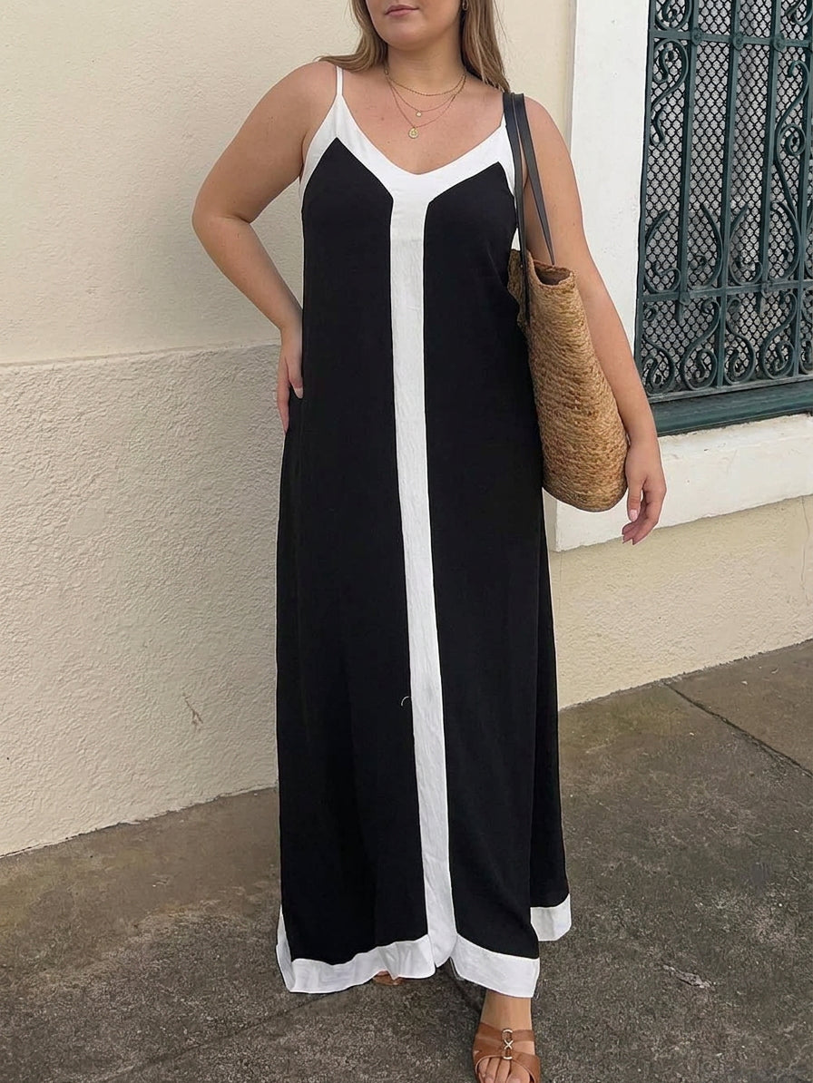 Nancy | Abito Midi Colorblock Stile Isola Lavechic