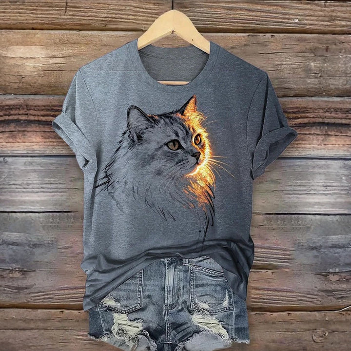 Mia | T-Shirt Casual con Stampa Gatto