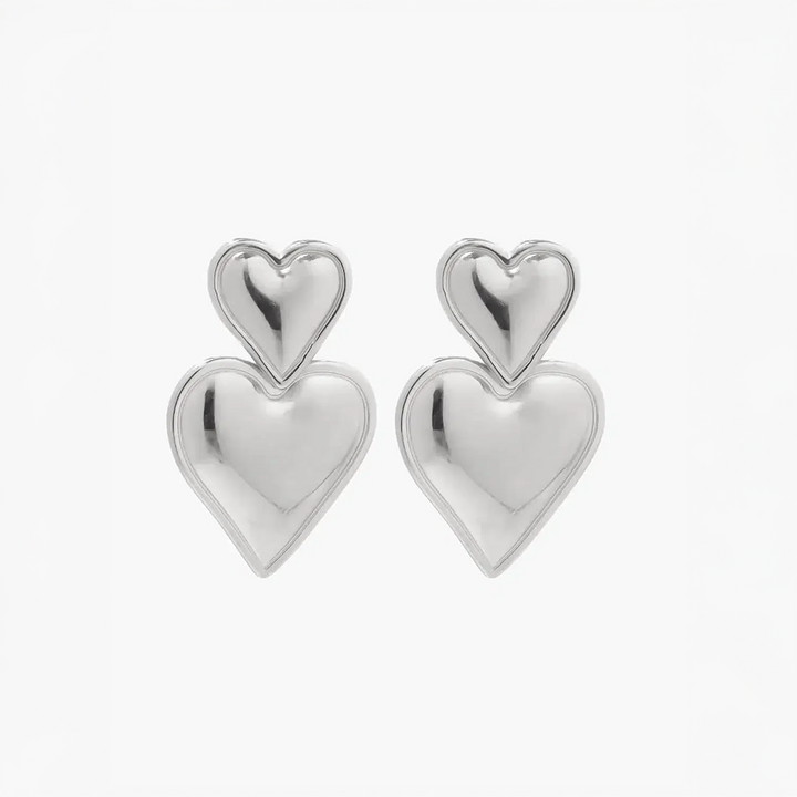 Pasélia | Orecchini a perno a doppio cuore romantico
