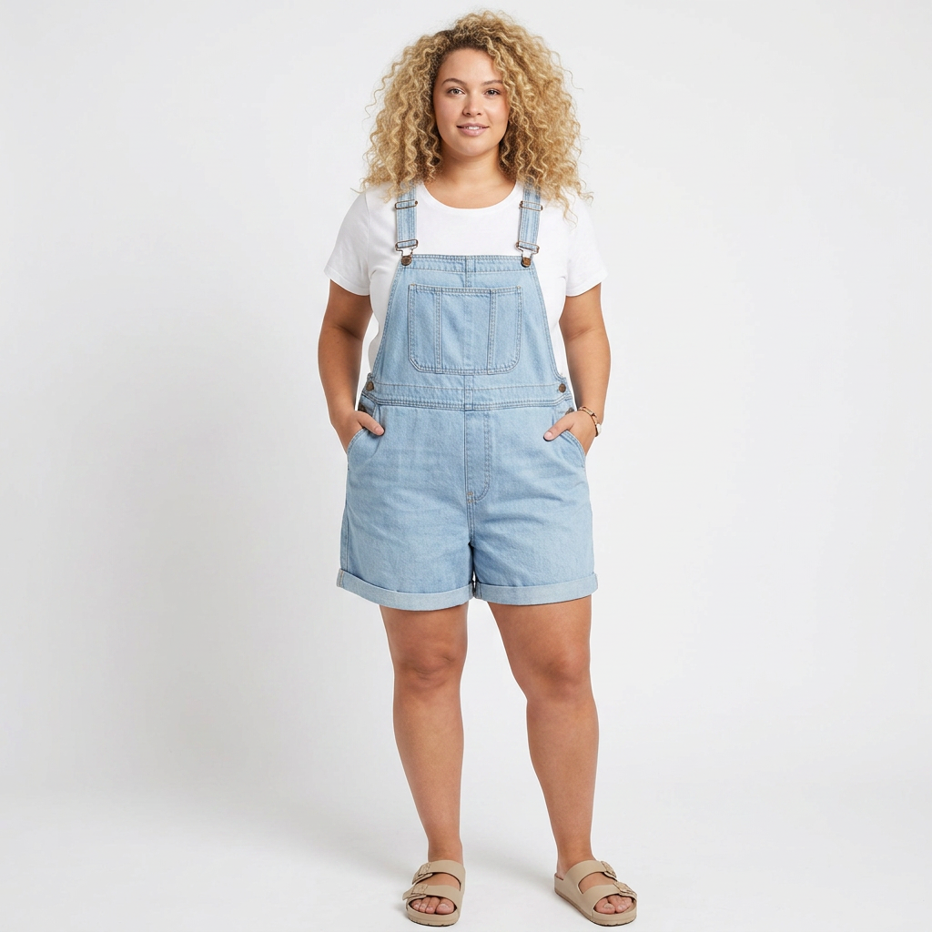 Clara | Salopette in Denim Vintage Lavato Cotone Morbido Blu Chiaro