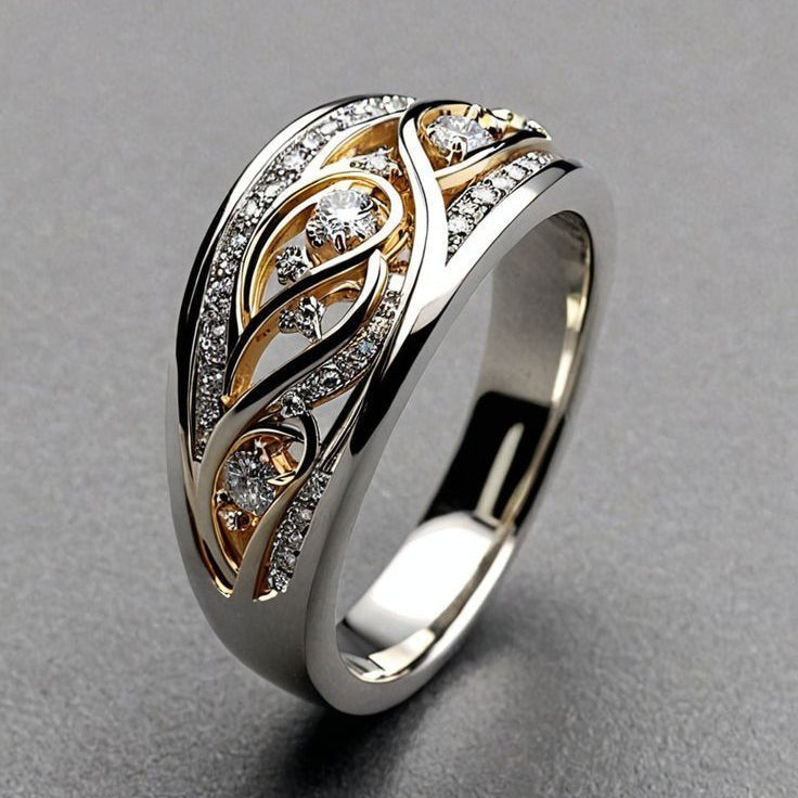 Eliran – Anello Moderno Scolpito Bicolore