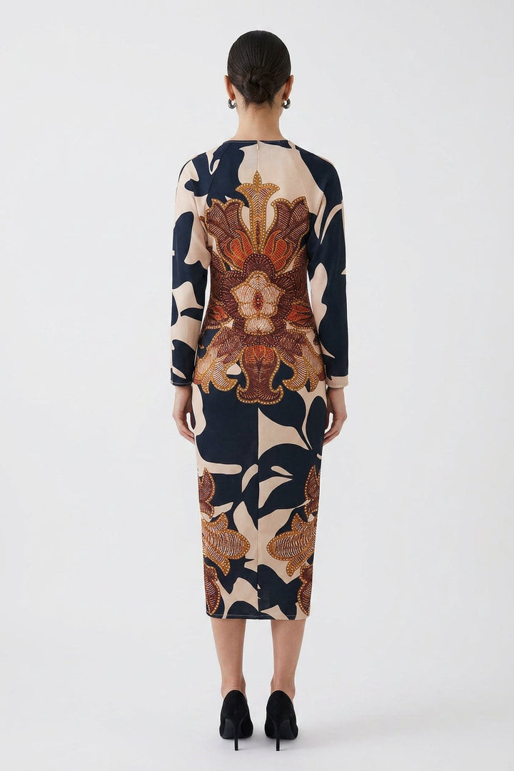 Eva | Abito Midi Dolman con Stampa Sun Escape