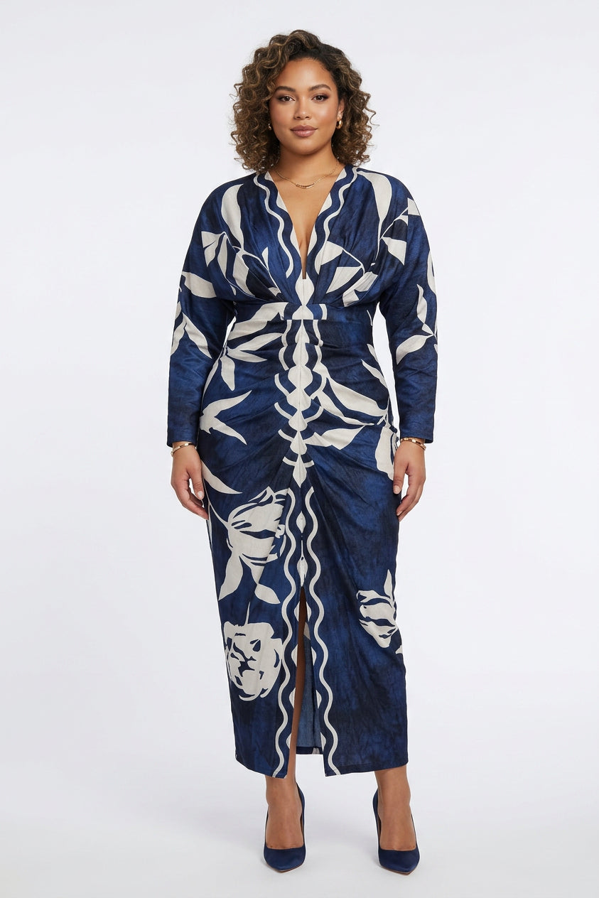 Eva | Abito Midi Dolman con Stampa Sun Escape