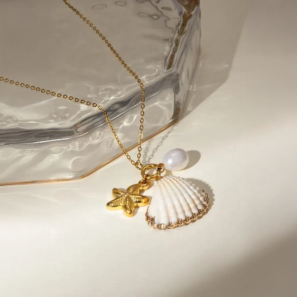 Avelia | Collana con Stella Marina e Perla in Stile Marittimo