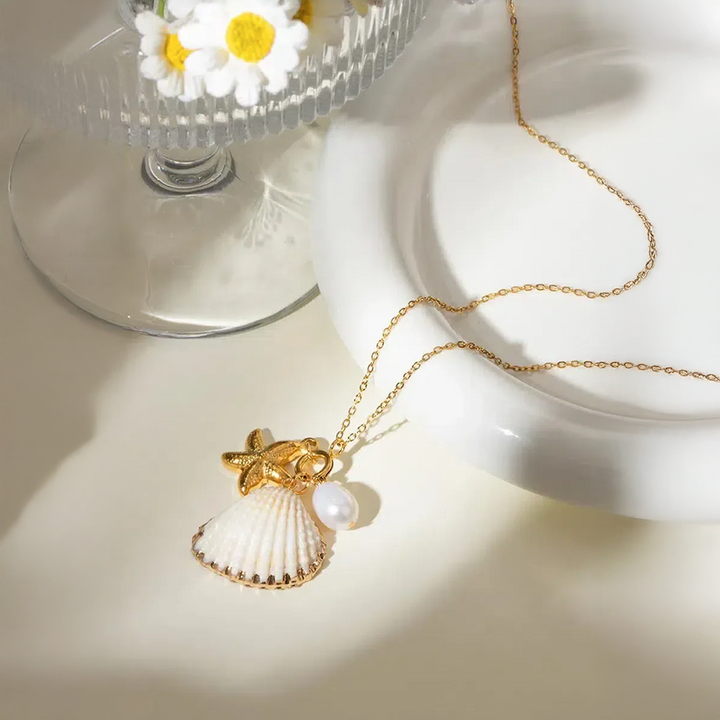 Avelia | Collana con Stella Marina e Perla in Stile Marittimo