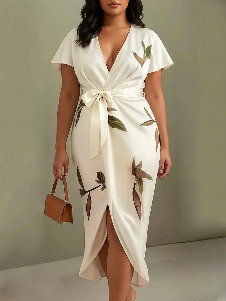 Judy | Abito Midi Satin Bianco con Maniche Corte