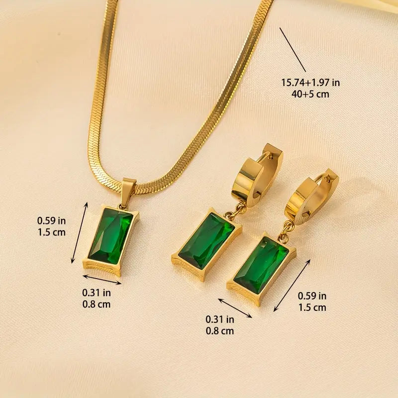 Elvine – Set di Gioielli Geometria Emeralda