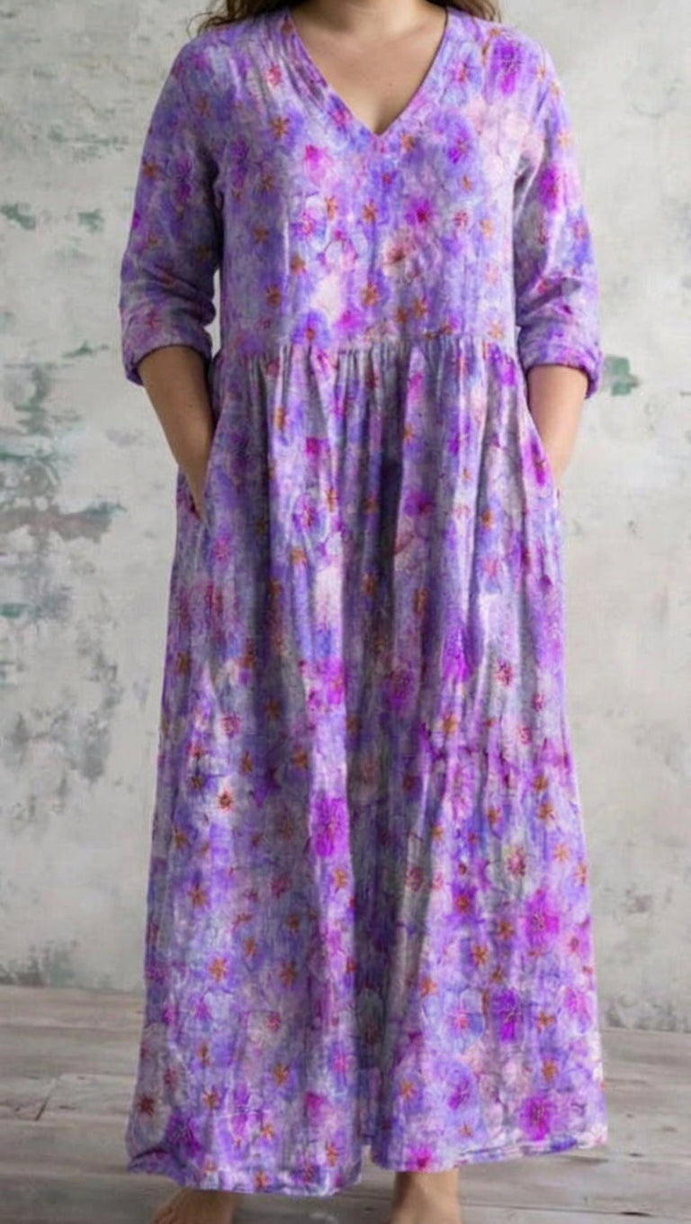 Lilavelle | Vestito Lungo Lavanda Fiorita