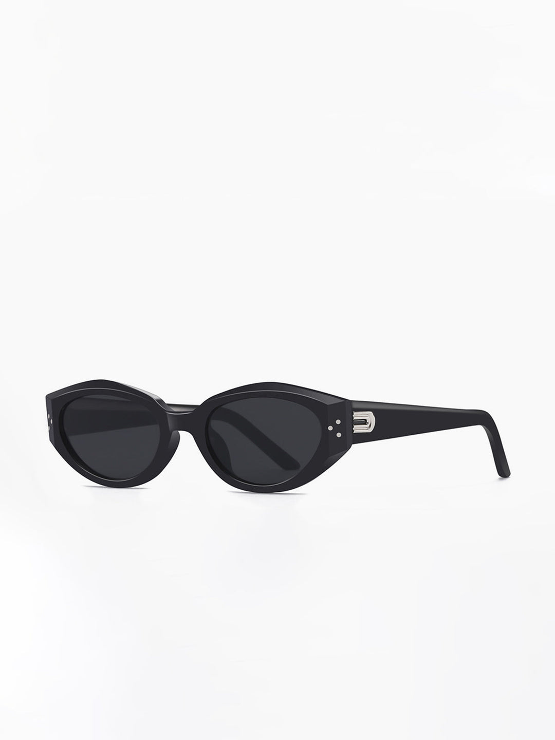 Occhiali da sole, a forma di gatto con dettagli in argento, acetato e metallo, Donna