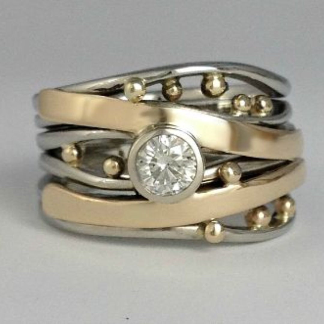 Aurevine – Anello in Cristallo di Metallo Misto