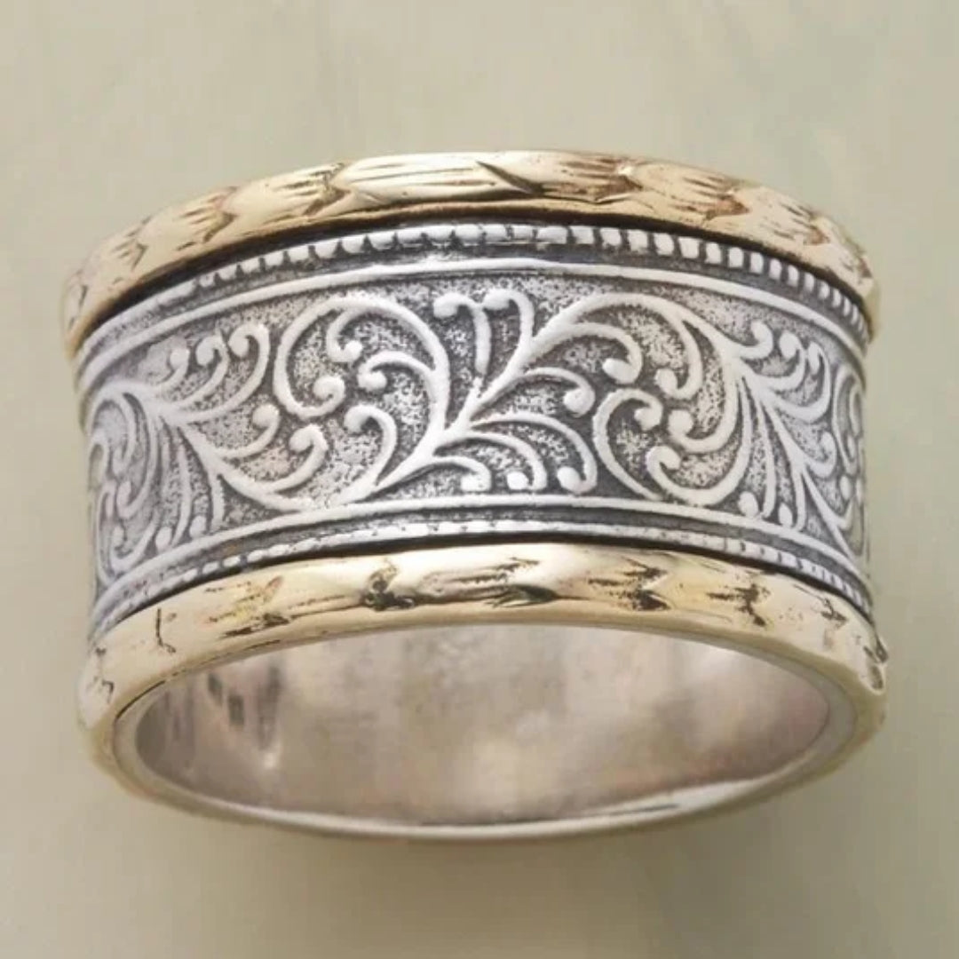 Elarise – Anello a Fascia Ornato Bicolore