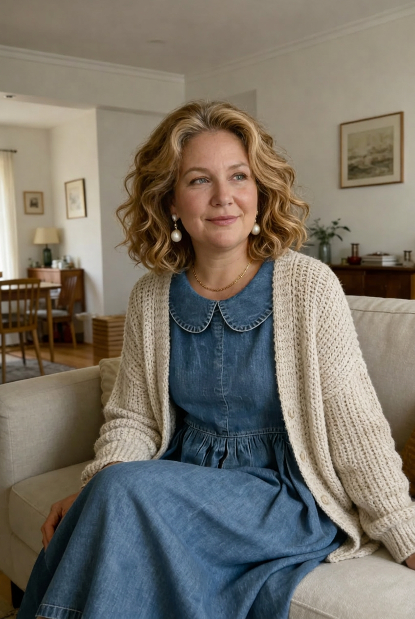 Clara | Vestito in Denim con Colletto Peter Pan