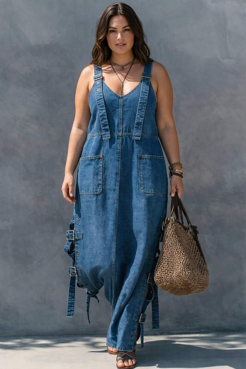 Harper | Tuta in Denim a Vita Elastica