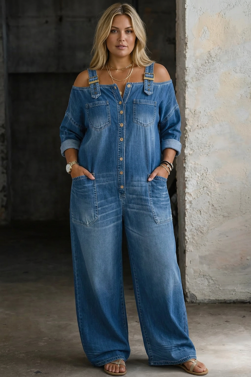 Sophia | Tuta in Denim con Spalle Scoperte