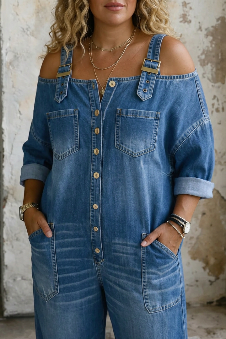 Sophia | Tuta in Denim con Spalle Scoperte