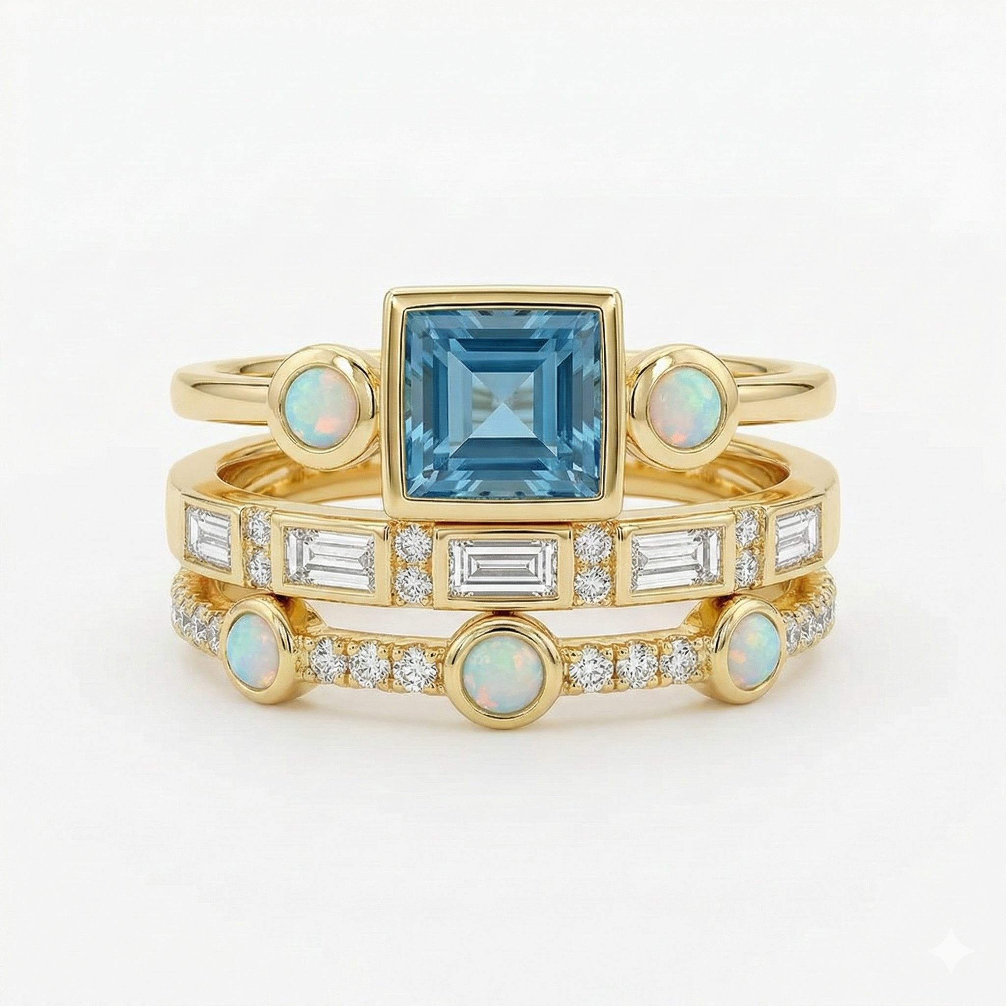 Linary – Anello in Pietra Blu Impilato
