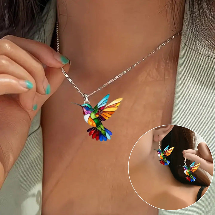 Lioran – Collana con pendente a forma di colibrì con un tocco di gioia