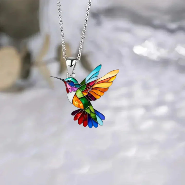 Lioran – Collana con pendente a forma di colibrì con un tocco di gioia
