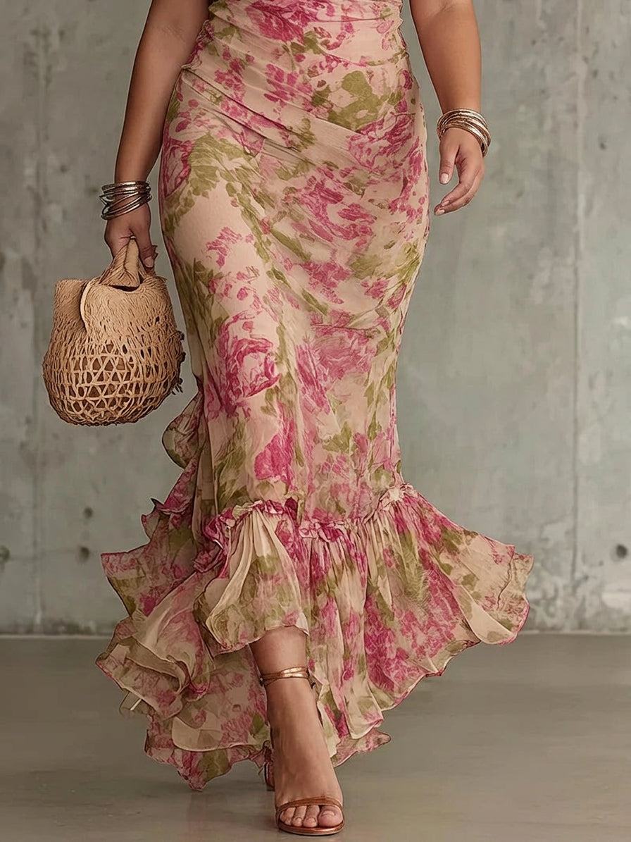 Maeve | Vestito Lungo Maxi con Stampa Rose Vintage e Maniche a Palloncino