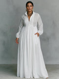 Celine | Abito Maxi Bianco Elegante con Bottoni