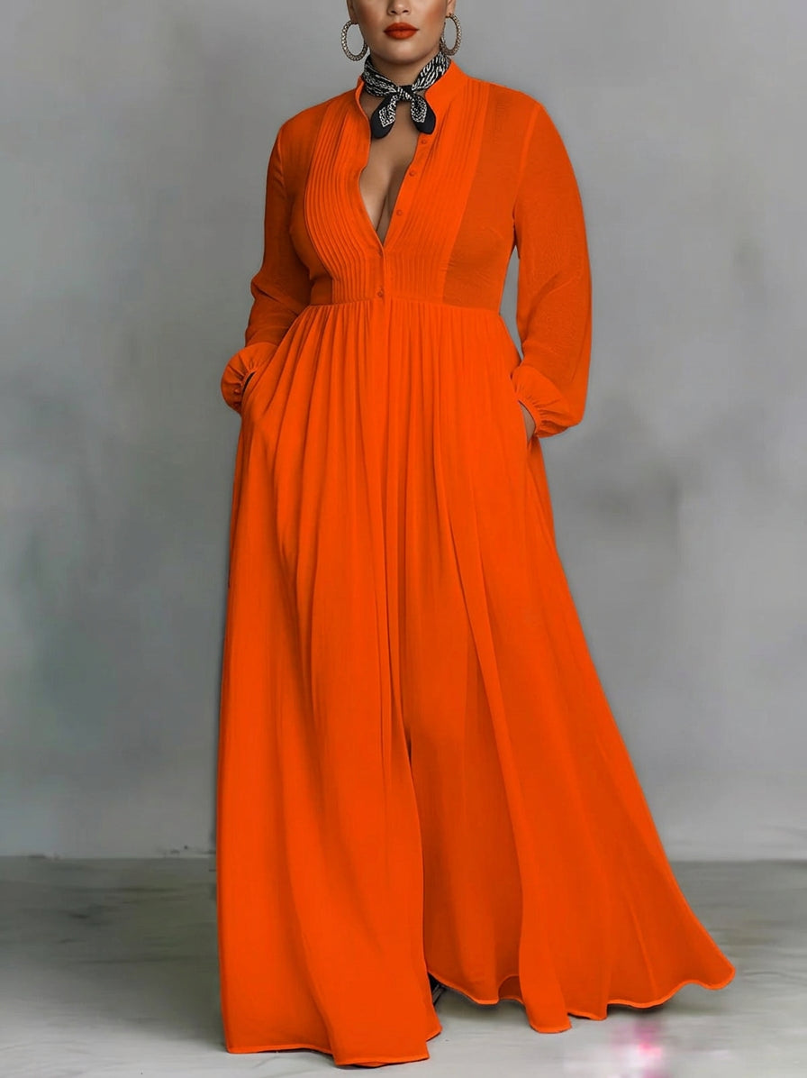 Celine | Abito Maxi con Bottoni Frontali