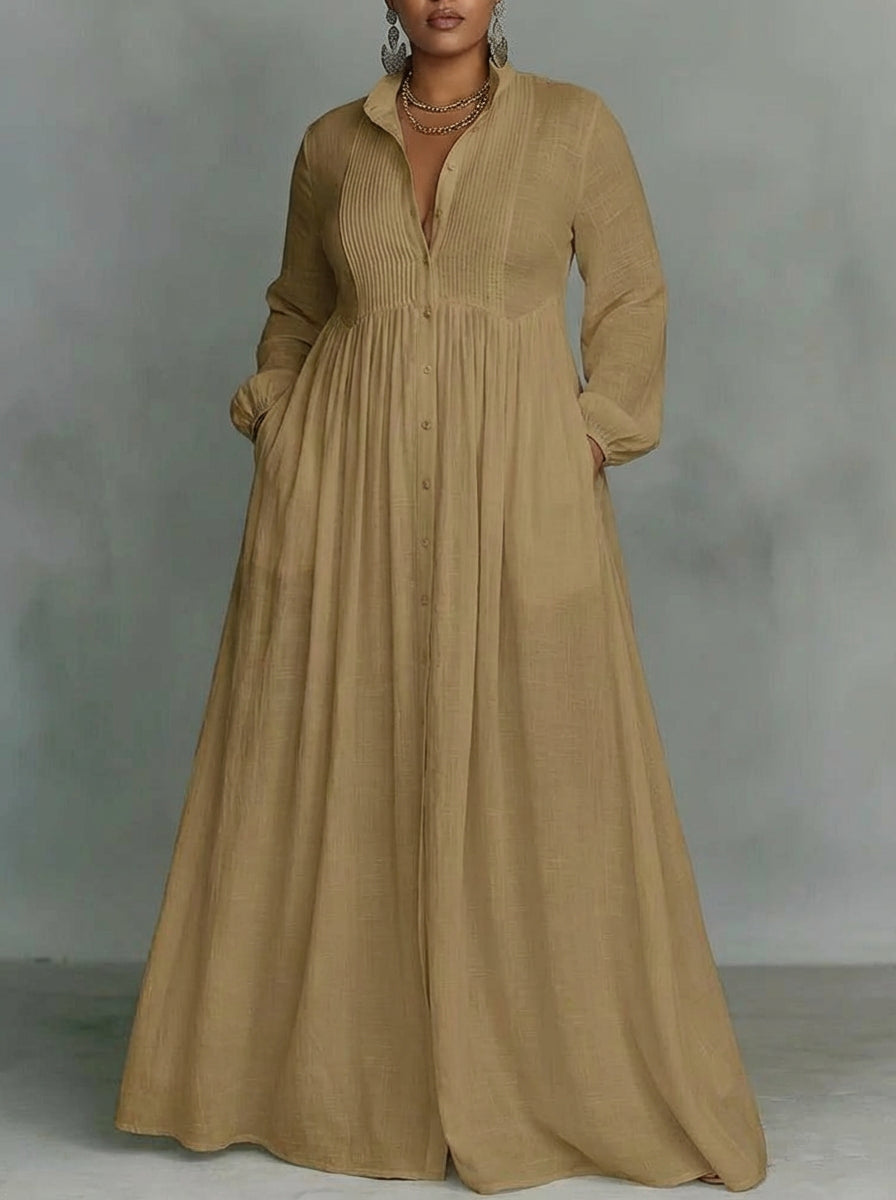 Celine | Abito Maxi con Bottoni Frontali