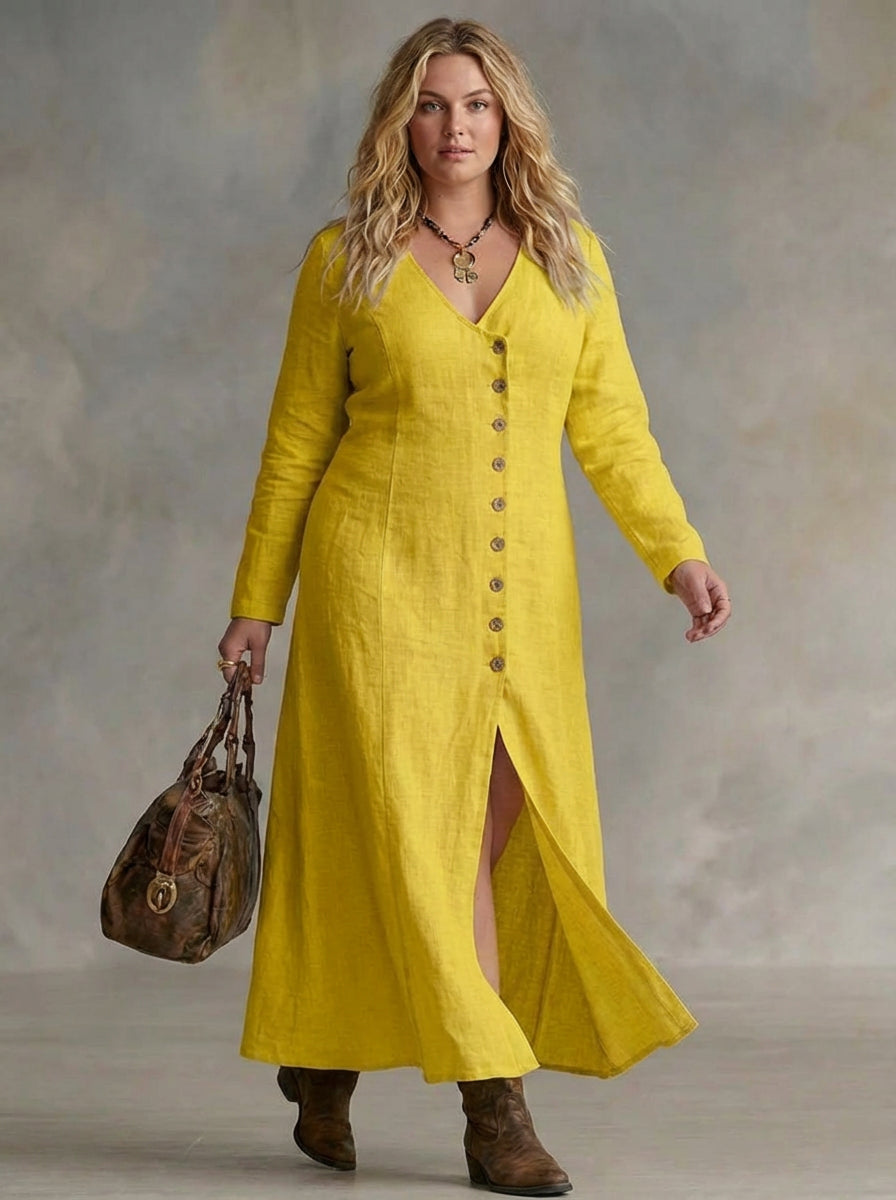Elara | Vestito Maxi con Bottoni