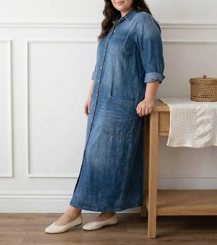 Diana | Tutone in Denim di Cotone Vintage Lavato con Chiusura a Bottoni