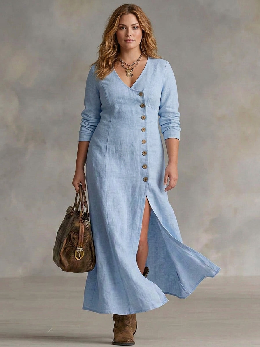Elara | Vestito Maxi con Bottoni