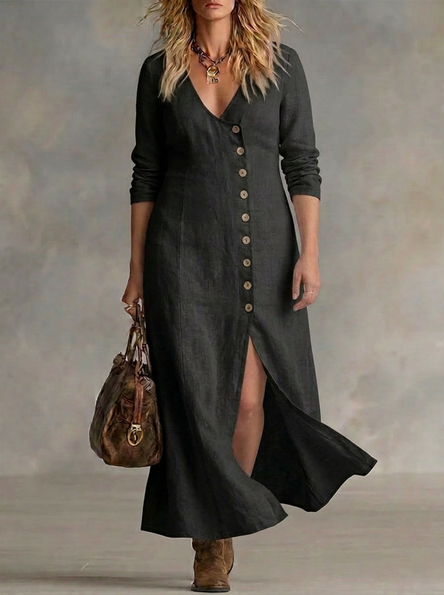 Elara | Vestito Maxi con Bottoni