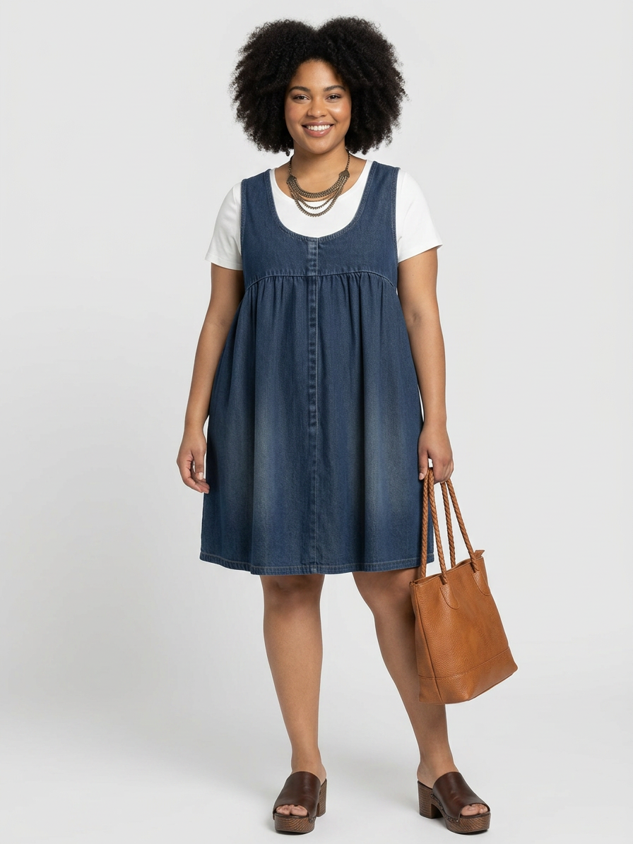 Karen | Vestito Lungo in Denim di Cotone Morbido Effetto Vintage Lavato