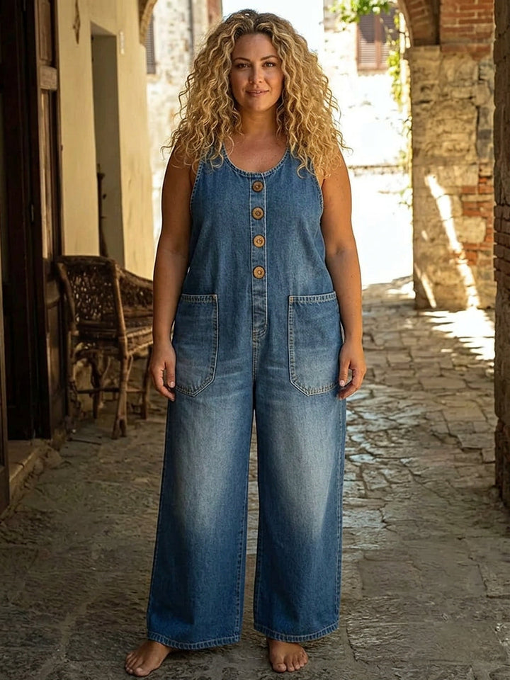 Ruth | Salopette in Denim di Cotone Vintage Lavato