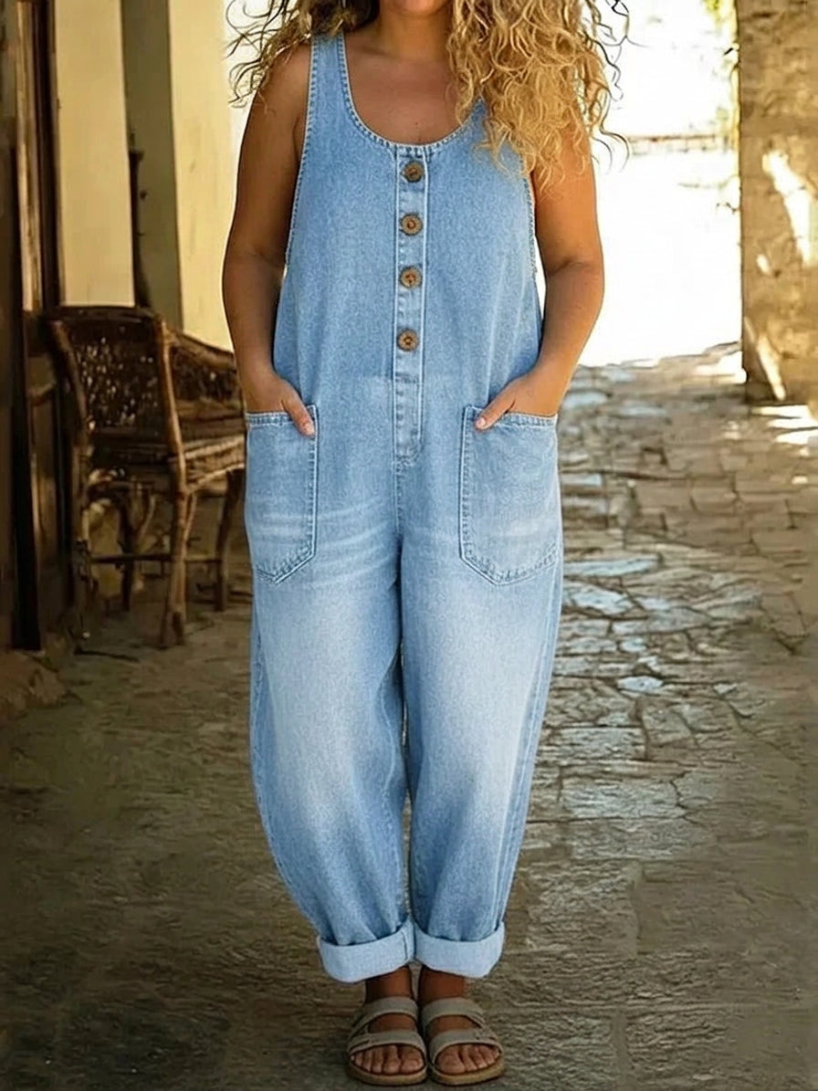 Ruth | Salopette in Denim di Cotone Vintage Lavato